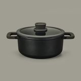 BergHoff Leo Stone Siyah 24x11 cm Yapışmaz Kapaklı Alüminyum Döküm Tencere