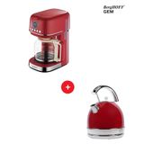 Berghoff RETRO Kırmızı Filtre Kahve Makinesi + Retro Su Isıtıcı Kettle Yuvarlak