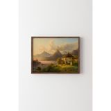 Bergsee ile Manzara - Ahşap Desenli Çerçeve, Ceviz, 50 x 70