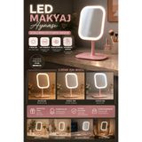 BERHAT Led Işıklı Makyaj Aynası 3 Modlu Usb Şarjlı Beyaz Dikdörtgen Taşınabilir Açı Ayarlı Ayna