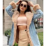 Beri Butik Kadın Ithal Mavi Içi Kahve Kürklü Jean Mont - Standart