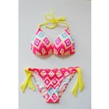Beria Kadın Üçgen Yarım Dolgulu Desenli Sarı Bikini Takımı