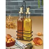 Berina Home 2'li Cam Zeytinyağlık & Sirkelik Seti – Metal Standlı, Şık Tasarım (500ML) Yağlık - Yağdanlık - Gold