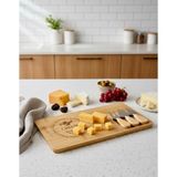 Berina Home Bambu 3 Bıçaklı Peynir Sunum Tahtası - En Büyük Boy - Et Sunumluk - Kahvaltı Sunumluğu