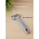 Berina Home Çok Amaçlı Kapak Açacağı – Kavanoz Kapağı Açacağı & Meşrubat Açacağı - Şişe Açacağı – Yerli Üretim - Gri
