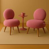 Berjer , Çay Seti,peluş Kumaş,yuvarlak Gürgen Sırtlı,koltuk Takımı, Ikili Koltuk,dekoratif Berje - Pembe