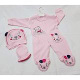 Berkay Berkaysun Tekstilden Pamuklu Bebek Tulum Takımı - 74 cm - Pembe - Pembe