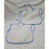 Berkaysun Tekstilden Pamuklu Bebek Mama Önlüğü Arkası Naylon 2 Adet 25X30cm Koldan Geçmeli - 04G-Mavi - 6 - 12 Ay