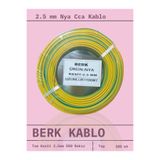 BERKS 2.5 mm SARIYEŞİL Cca Nya Kablo 100 metre Tam Kesit Tesisat Kablosu