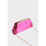 Berlesi Fuşya Saten Gold Payet Detaylı Clutch Abiye Çanta