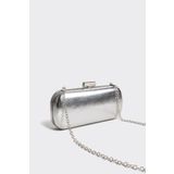 Berlesi Gümüş Metalik Gümüş Kapaklı Clutch Abiye Çanta