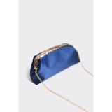 Berlesi Lacivert Saten Gold Payet Detaylı Clutch Abiye Çanta