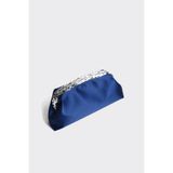 Berlesi Lacivert Saten Gümüş Payet Detaylı Clutch Abiye Çanta