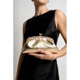 Berlesi Metalik Gold Taşlı Çerçeve Abiye Çanta