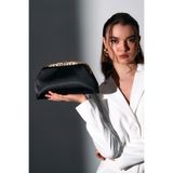 Berlesi Siyah Saten Gold Payet Detaylı Clutch Abiye Çanta