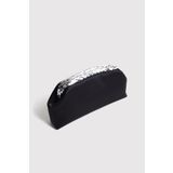Berlesi Siyah Saten Gümüş Payet Detaylı Clutch Abiye Çanta
