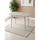 Berlin Açılır Dikdörtgen Masa – Traverten, Kapuçino Ayak, 80×130 → 160 cm (Sandalyesiz, 4–6 Kişilik) - 80 x 130 cm