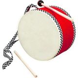 Berlin Shop Çocuk Davulu Hayvan Derili 18 cm Tokmak+Çubuk Kırmızı Çocuk Davulu - Renkli