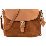 Berliner Bags Catalina Vintage Buffalo Deri Kadın Çapraz ve Omuz Çantası - Kahverengi Süet