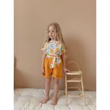 Berme Kids Kız Çocuk Şort Gömlek Takım - Turuncu - 7 - 8 Yaş