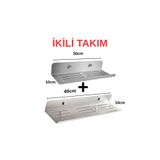 bermega Ömürlük 304 Paslanmaz Çelikten Raf Ikili Takım, Banyo Rafı, Şampuanlık, Sabunluk, Banyo Aksesuar
