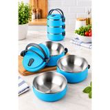 Bermira Home Collection 3 Katlı Yeni Nesil Sefer Tası Lunch Box Beslenme Kabı Paslanmaz Çelik 1800 ml - Mavi