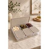BERMİRA Home Collection 7 PARÇA KAHVALTILIK VE SAKLAMA KABI SETİ VE KAMP SETİ 6x0,35LT+1x2,5LT - Bej