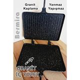 Bermira Home Collection Alüminyum Döküm Ocak Üstü El Tost Makinası Iç Yüzey Granit (EN:24CM BOY:18CM) - Siyah