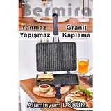 Bermira Home Collection Bermira 25x18 cm Granit Döküm Tost Makinesi Alüminyum Malzeme ile Yapışmaz ve Dayanıklı - Siyah