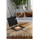 Bermira Home Collection Teflon İç Yüzeyli Tost Makinesi 24 cm x 18 cm Alüminyum Materyal ile Kolay Pişirme - Siyah