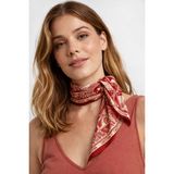 Bermody Kadın Bandana Fular 50X50 Kare Eşarp Rayon Italyan Dikişli Boyun Fuları Saç Bandana - Kırmızı - Vişne