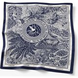 Bermody Kadın Bandana Fular 50X50 Kare Eşarp Rayon Italyan Dikişli Boyun Fuları Saç Bandana - Lacivert - Ekru