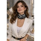 Bermody Kadın Bandana Fular 50X50 Kare Eşarp Rayon Italyan Dikişli Boyun Fuları Saç Bandana - Siyah