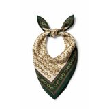 Bermody Kadın Bandana Fular 50x50 Kare Eşarp Rayon İtalyan Dikişli Boyun Fuları Saç Bandana (Yeşil - Gold)