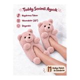 Bermody Teddy Sevimli Ayıcık Figürlü Pembe Kaymaz Taban Kadın Sıcak Tutan Ev Pandufu Hayvanlı Terlik