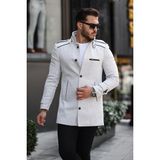 Bermuda Erkek Beyaz Desenli Slim Kalıp Kaşe Kaban - 3XL