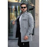 Bermuda Erkek Slim Kalıp Kaşe Kaban - 2XL - Açık Gri