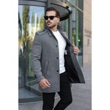 Bermuda Erkek Slim Kalıp Kaşe Kaban - XL - Koyu Gri