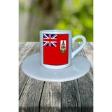 Bermuda Ülke Bayrağı Bayrak Baskılı Türk Kahvesi Fincanı Tabaklı Kişiye Özel Model 1