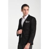 Bernando Erkek Siyah Süet Yaz-Kış 4 Mevsim Slim Fit Spor Blazer Ceket Siyah 58