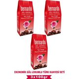 Bernardo 3lü Gül Lokumlu Türk Kahvesi Ekonomik Set 100GR X3 - Cafe Crema - 300 gr