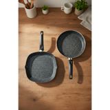 Bernardo Carolin 2'li Granit Grill Tava Seti Gri (26-28 cm)
