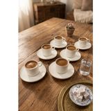 Bernardo Modern 6 Kişilik Porselen Fincan Takımı Altın - Beyaz - Altın - 90 ml