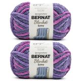 Bernat Battaniye Ekstra Mor Gün Batımı İpliği - 2'li Paket 10,5 oz/300 g - Polyester - #7 Jumbo - 97 Yard - Örgü, Tığ İşi, El Sanatları & Amigurumi