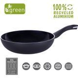 Berndes Tava 28 cm, b.Green Alu Recycled Induction, Wok tava%100 geri dönüştürülmüş içecek kutularından üretilmiştir, alüminyum