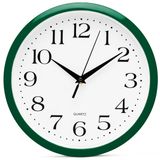 Bernhard Products Hunter Yeşil Duvar Saati Sessiz Tik Takmaz - 12 İnç Kaliteli Kuvars Pille Çalışan Yuvarlak Kolay Okunabilir Ev/Mutfak/Ofis/Sınıf/Okul Saati