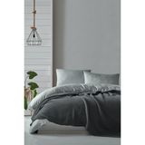Berolige 4 Kat Müslin Pamuklu Tek Kişilik Pike - Yatak Örtüsü - Yastıksız Antrasit - 160 x 220 cm