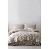 Berolige Shirt Pamuklu Çift Kişilik Çizgili Nevresim Takımı Kahverengi - 200 x 220 cm - Bej