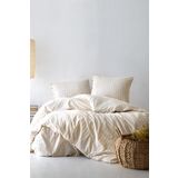 Berolige Sunday 160 x 220 cm Krem-Kahverengi Pamuklu Tek Kişilik Çizgili Nevresim Takımı