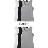 Berrak 1017 Klasik 6'lı Askılı Erkek Atlet %100 Pamuk Abani Classic - 4XL - Çok Renkli